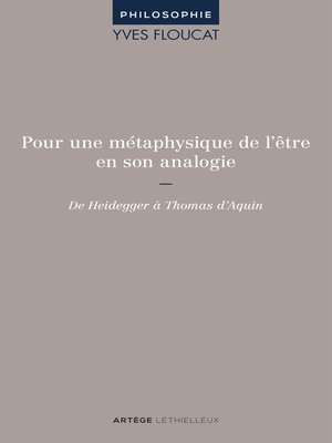 cover image of Pour une métaphysique de l'être en son analogie